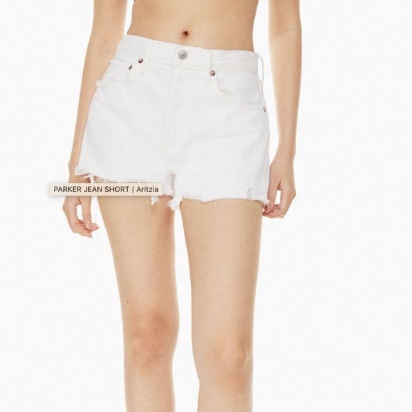 Aritzia Agolde White Denim Parker Shorts - Picture 1 of 7